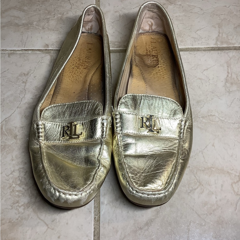 Lauren woman gold flats size 9